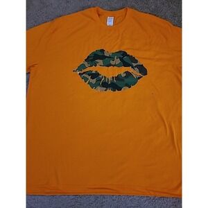 CAMO Lips Graphic T-SHIRT Orange 4XL